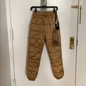 Tan down puffer pants